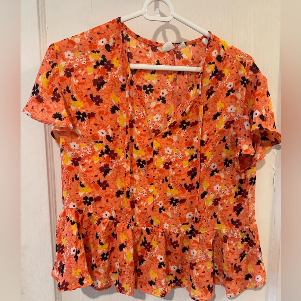 Gap XS peplum floral blouse